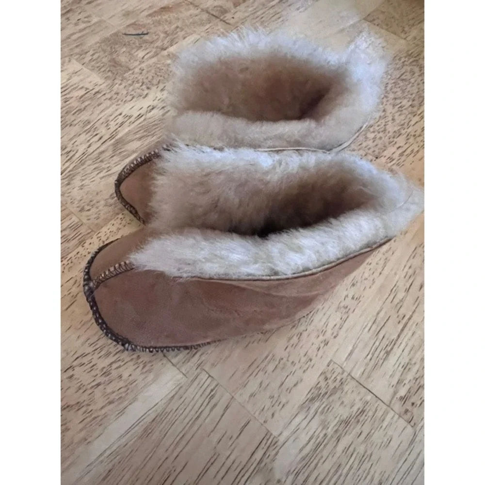 Unbranded Sheepskin Booties Kids 5.5in Chestnut Good Suede Shearling Moccasin